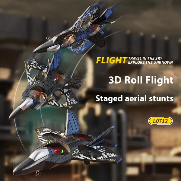 RC Airplane Fighter Jet with Light, 360° Flip Fighter Jet Toy