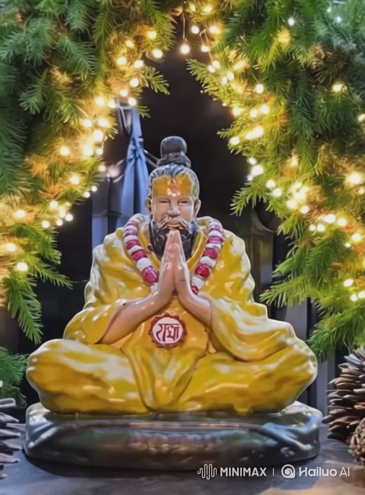 Premanand Ji Maharaj Decorative Statue 4 inch | Premium Beige Resin Murti Figurine for Car Dashboard, Home Mandir, Pooja Room & Office Decor